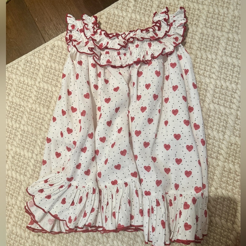 Gul Hurgel - White dress w/ Red Hearts & Black Polka dots.